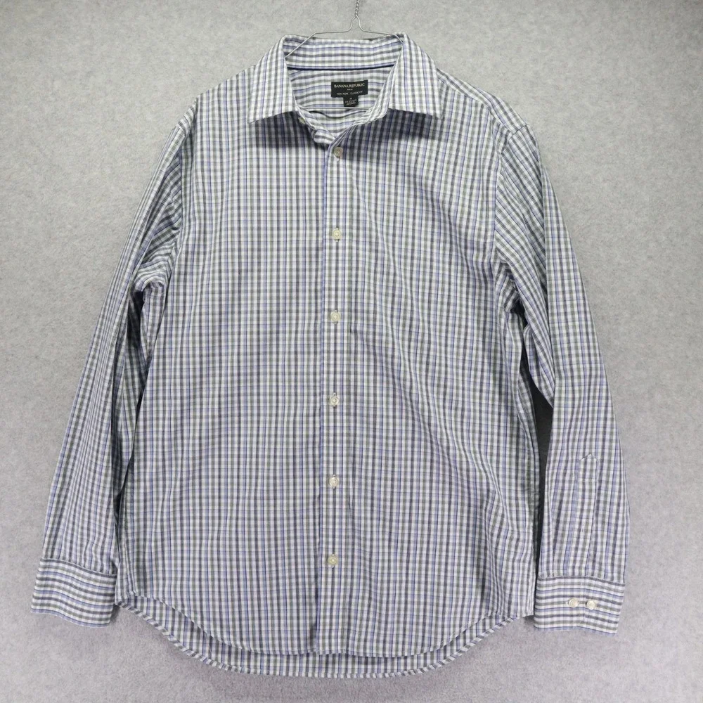 Banana Republic Shirt Mens Medium 15-15.5‎ Classic Fit Button Plaid Long Sleeve